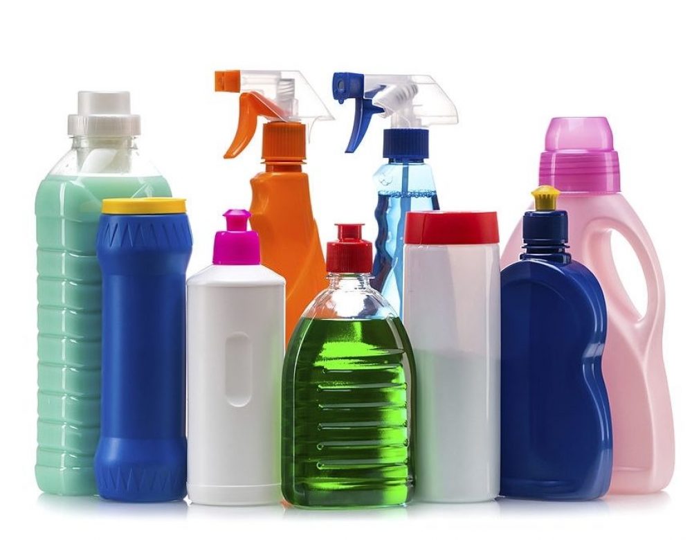 Cleaning product plastic container for house clean on white background